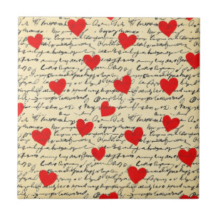 Modern Heart Pattern with Script Background (17) Tile