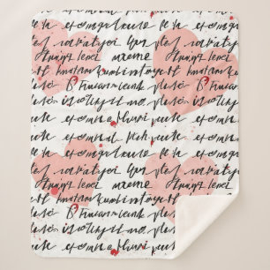 Modern Heart Pattern with Script Background (19) Sherpa Blanket