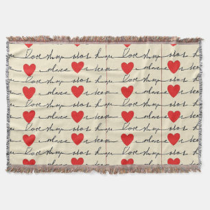 Modern Heart Pattern with Script Background (20) Throw Blanket