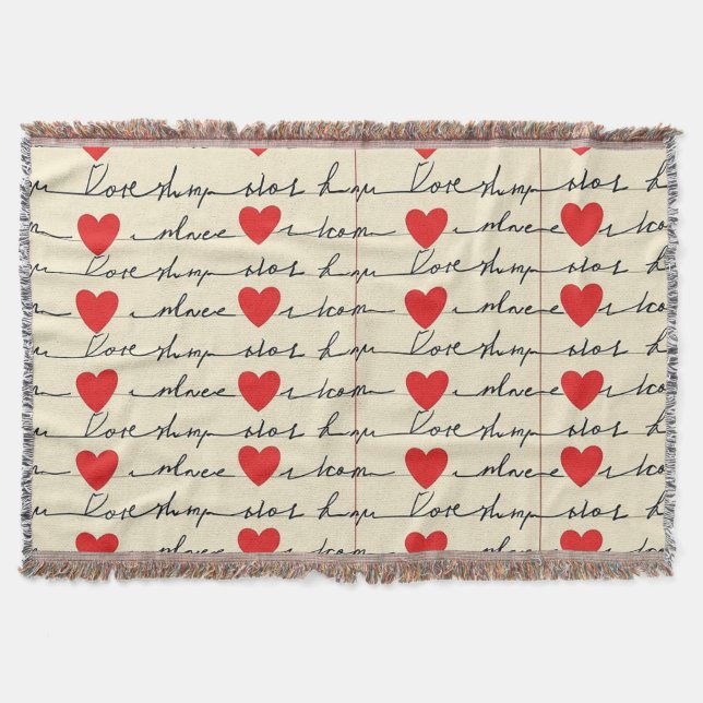 Modern Heart Pattern with Script Background (20) Throw Blanket (Front)