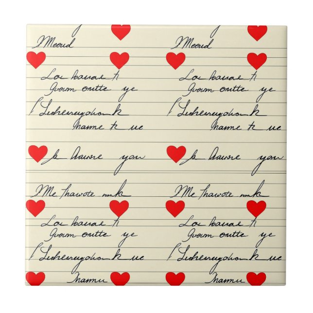 Modern Heart Pattern with Script Background (21) Tile (Front)