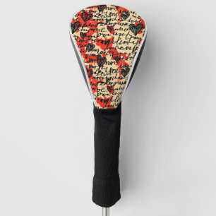 Modern Heart Pattern with Script Background (2) Golf Head Cover