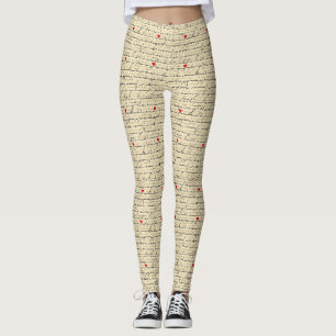 Modern Heart Pattern with Script Background (2) Leggings