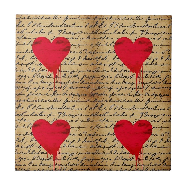 Modern Heart Pattern with Script Background (3) Tile (Front)