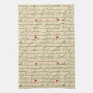 Modern Heart Pattern with Script Background (4) Kitchen Towel