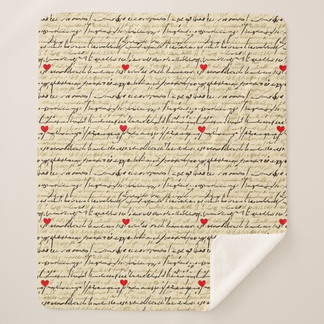 Modern Heart Pattern with Script Background (4) Sherpa Blanket (Front)