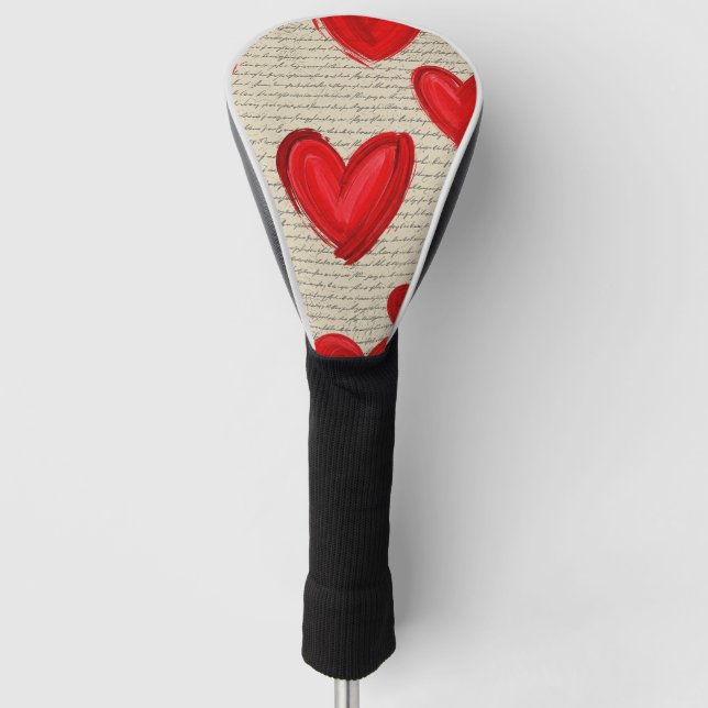 Modern Heart Pattern with Script Background (5) Golf Head Cover (Front)