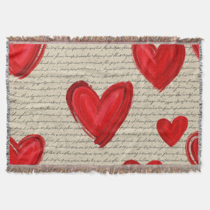 Modern Heart Pattern with Script Background (5) Throw Blanket