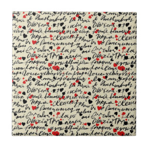 Modern Heart Pattern with Script Background (6) Tile