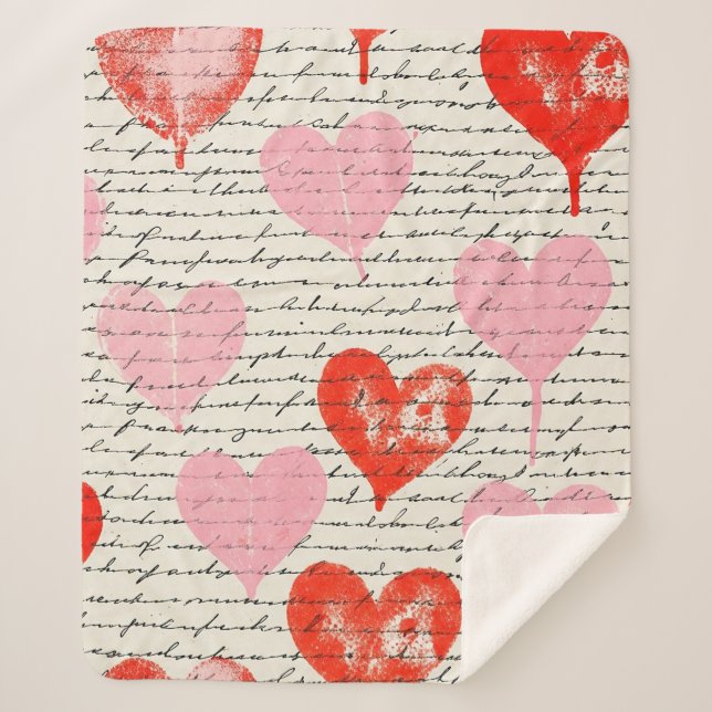 Modern Heart Pattern with Script Background (7) Sherpa Blanket (Front)