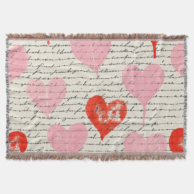 Modern Heart Pattern with Script Background (7) Throw Blanket (Front)