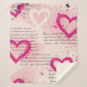 Modern Heart Pattern with Script Background (9) Sherpa Blanket