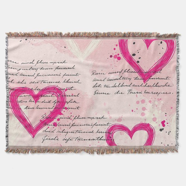 Modern Heart Pattern with Script Background (9) Throw Blanket (Front)
