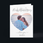 Modern | Heart Photo | Any Year Anniversary Card<br><div class="desc">Modern any age, heart shaped photo wedding anniversary card for any year, a stylish design, with script typography, your favourite photo and the option to customize the text to suit your own requirements. For him and for her, a great way to wish your husband or wife a happy wedding anniversary...</div>
