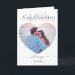 Modern | Heart Photo | Any Year Anniversary Card<br><div class="desc">Modern any age, heart shaped photo wedding anniversary card for any year, a stylish design, with script typography, your favourite photo and the option to customize the text to suit your own requirements. For him and for her, a great way to wish your husband or wife a happy wedding anniversary...</div>