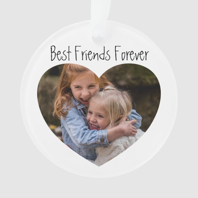 Modern Heart Photo Bestie Christmas Tree Ornament (Front)