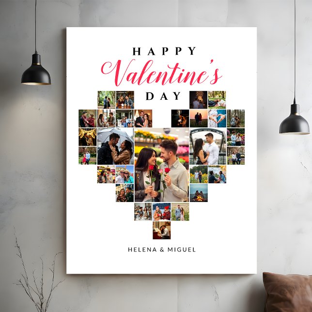 Modern Heart Photo Collage Valentines Day Gift Canvas Print (Creator Uploaded)