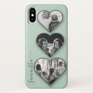 Modern Heart Photo Family Mint Your Name Case-Mate iPhone Case