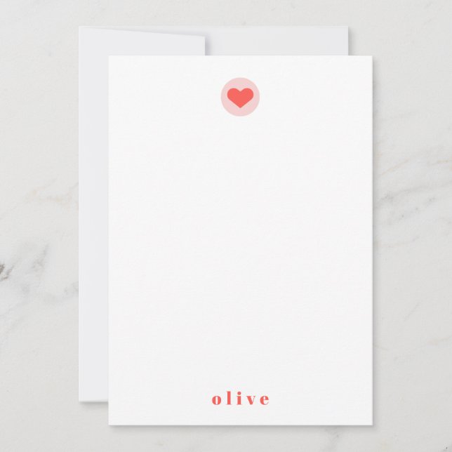 Modern Heart Pink Personalized Name Thank You Card (Front)