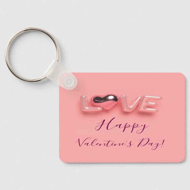  MODERN  HEART PINK VALENTINES DAY   KEYCHAIN (Back)