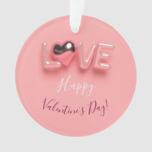 MODERN HEART PINK VALENTINES DAY ORNAMENT