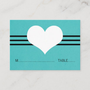 Modern Heart Place Card, Aqua Card