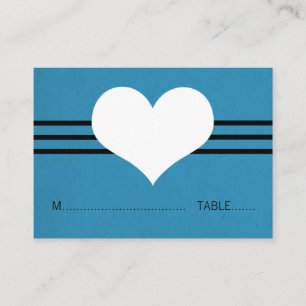 Modern Heart Place Card, Blue Card
