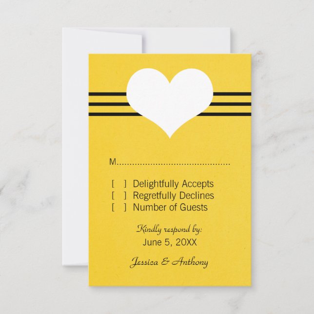 Modern Heart Response Card, Yellow (Front)