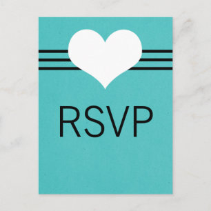 Modern Heart RSVP Postcard, Aqua Invitation Postcard