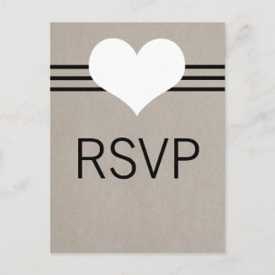 Modern Heart RSVP Postcard, Beige Invitation Postcard