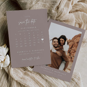 Modern Heart Save The Date Calendar Photo Card