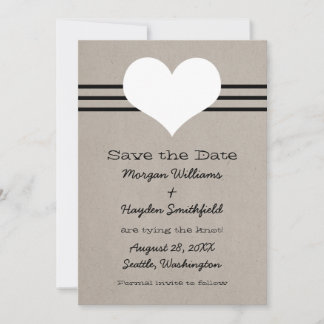 Modern Heart Save the Date Invite, Beige