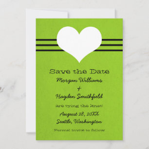 Modern Heart Save the Date Invite, Green