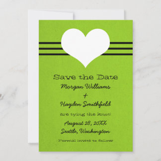 Modern Heart Save the Date Invite, Green