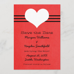 Modern Heart Save the Date Invite, Red