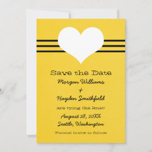 Modern Heart Save the Date Invite, Yellow