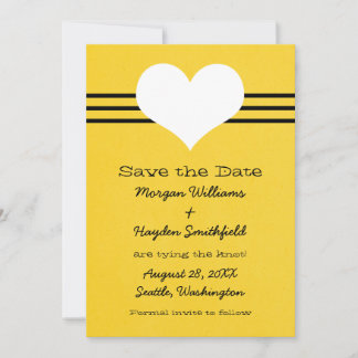 Modern Heart Save the Date Invite, Yellow
