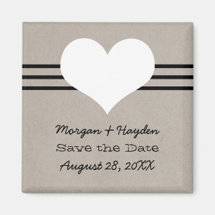 Modern Heart Save the Date Magnet, Beige Magnet