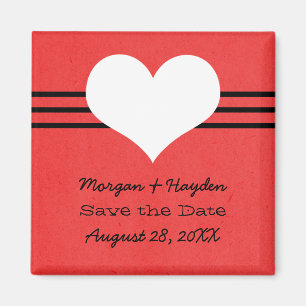 Modern Heart Save the Date Magnet, Red Magnet