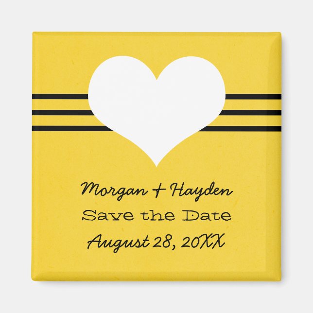 Modern Heart Save the Date Magnet, Yellow Magnet (Front)