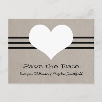 Modern Heart Save the Date Postcard, Beige Announcement Postcard