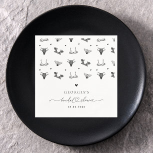 Modern Heart Script & Black Lingerie Bridal Shower Napkin