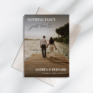 Modern Heart Script Nothing Fancy Just Love Eloped Invitation