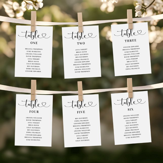 Modern Heart Script Wedding Seating Chart Invitation (Creator Uploaded)