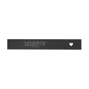 Modern Heart Send Love Minimal Black Address Wrap Around Label