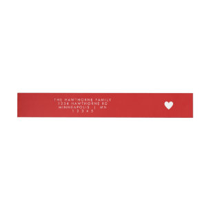 Modern Heart Send Love Minimal Red Address  Wrap Around Label