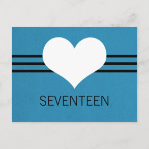 Modern Heart Table Number Postcard, Blue Postcard