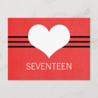 Modern Heart Table Number Postcard, Red