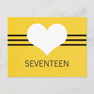Modern Heart Table Number Postcard, Yellow Postcard