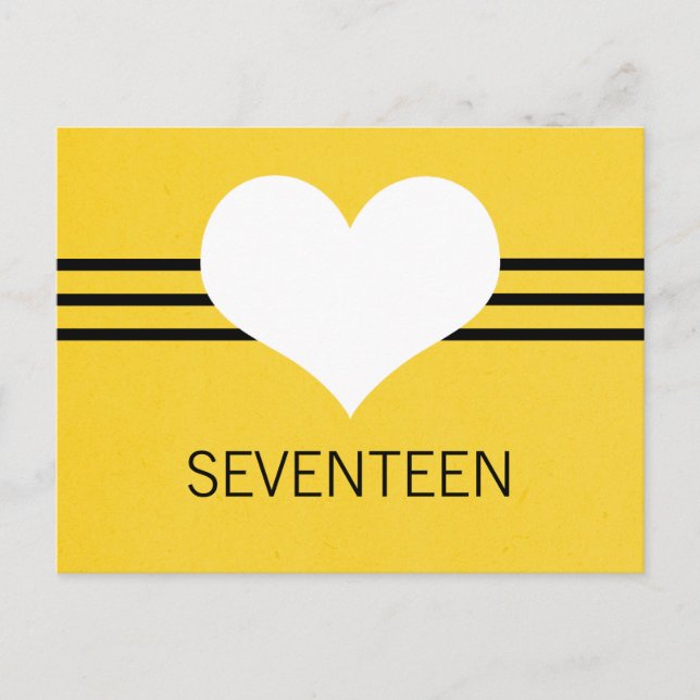 Modern Heart Table Number Postcard, Yellow Postcard (Front)
